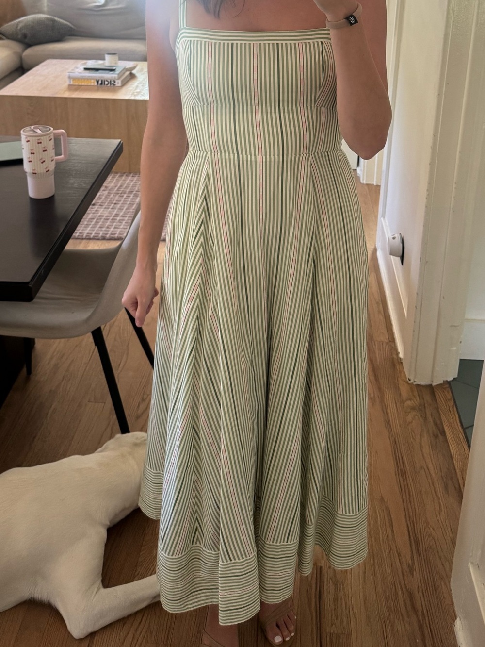 Hill House Margot Dress in Green Jacquard Stripe - Picture 10 of 10